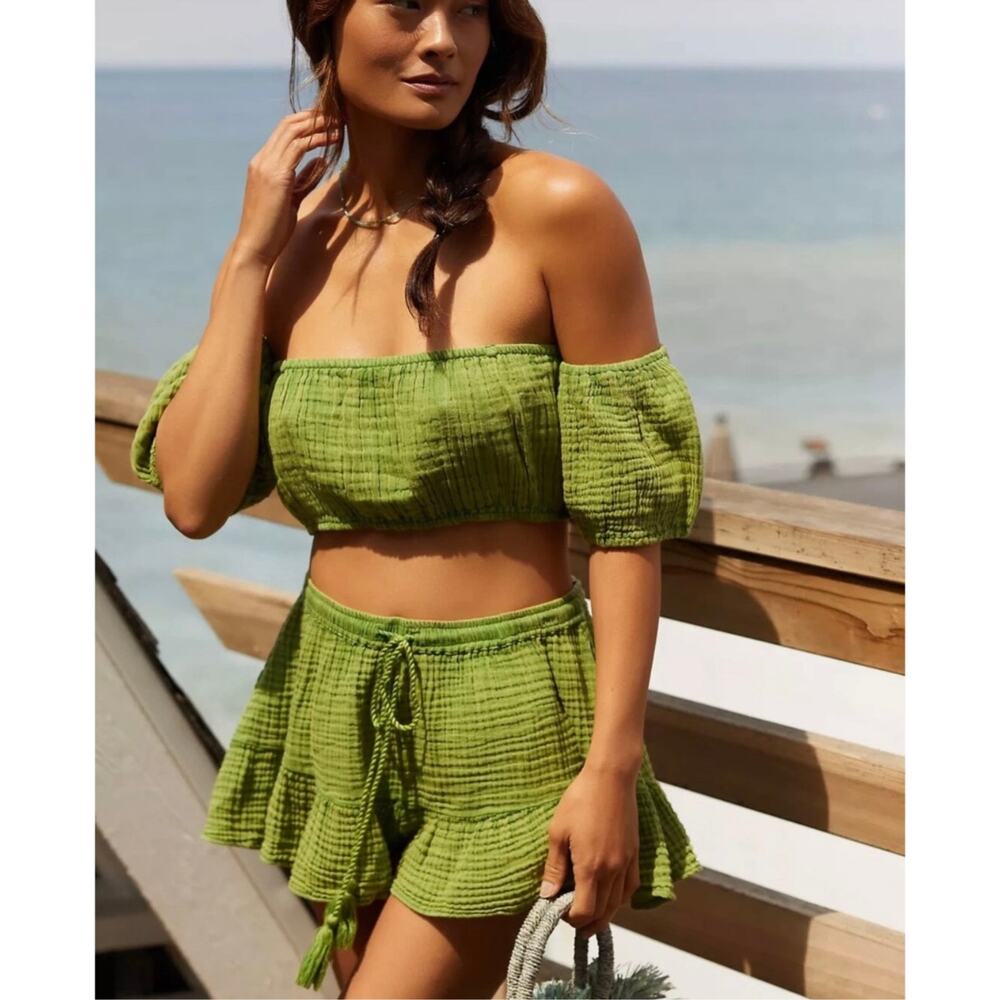 By Anthropologie Cotton Gauze‎ Skort | Size Small | Apple Green